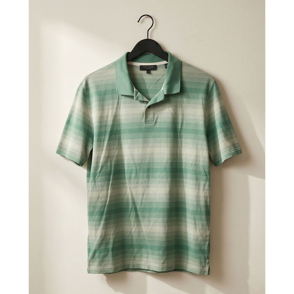 Ted Baker London 3 Omeath Green Ombre Striped Cotton Polo Shirt Mens Large
